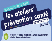Atelier Nutrition-Santé, 1 fois par mois de 10h à 12h, le mercredi 25 septembre 2024 à la salle des fêtes d'ÉCURIE.